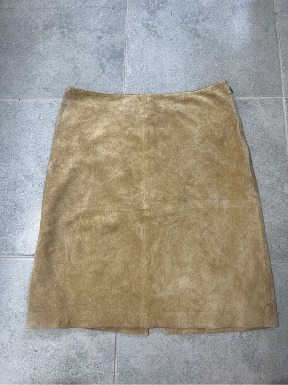 A-Line Suede leather Mini Skirt in Camel/Tan